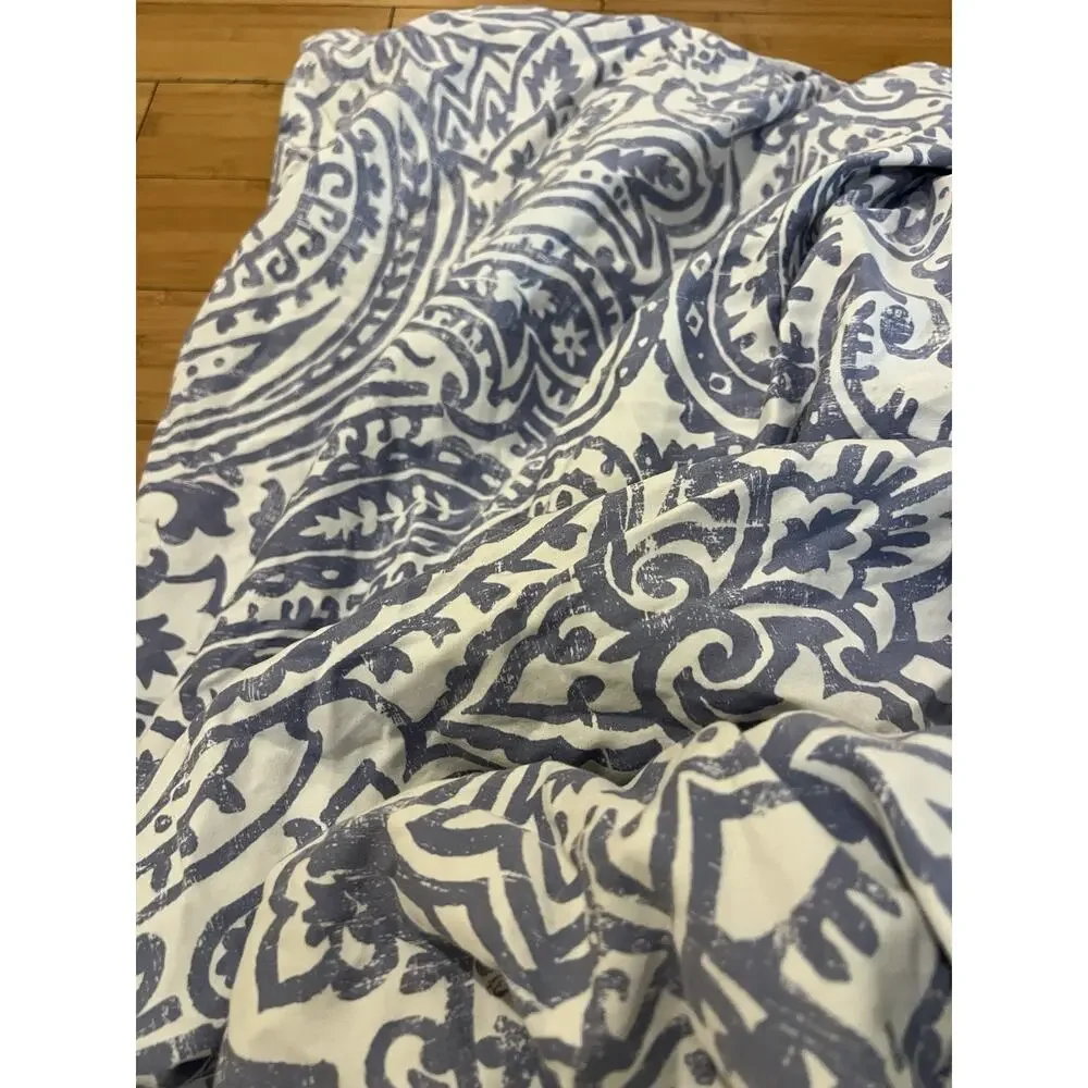 Charter Club Damask PAISLEY Designs 100% Pima Cotton FULL / QUEEN Blue White * R